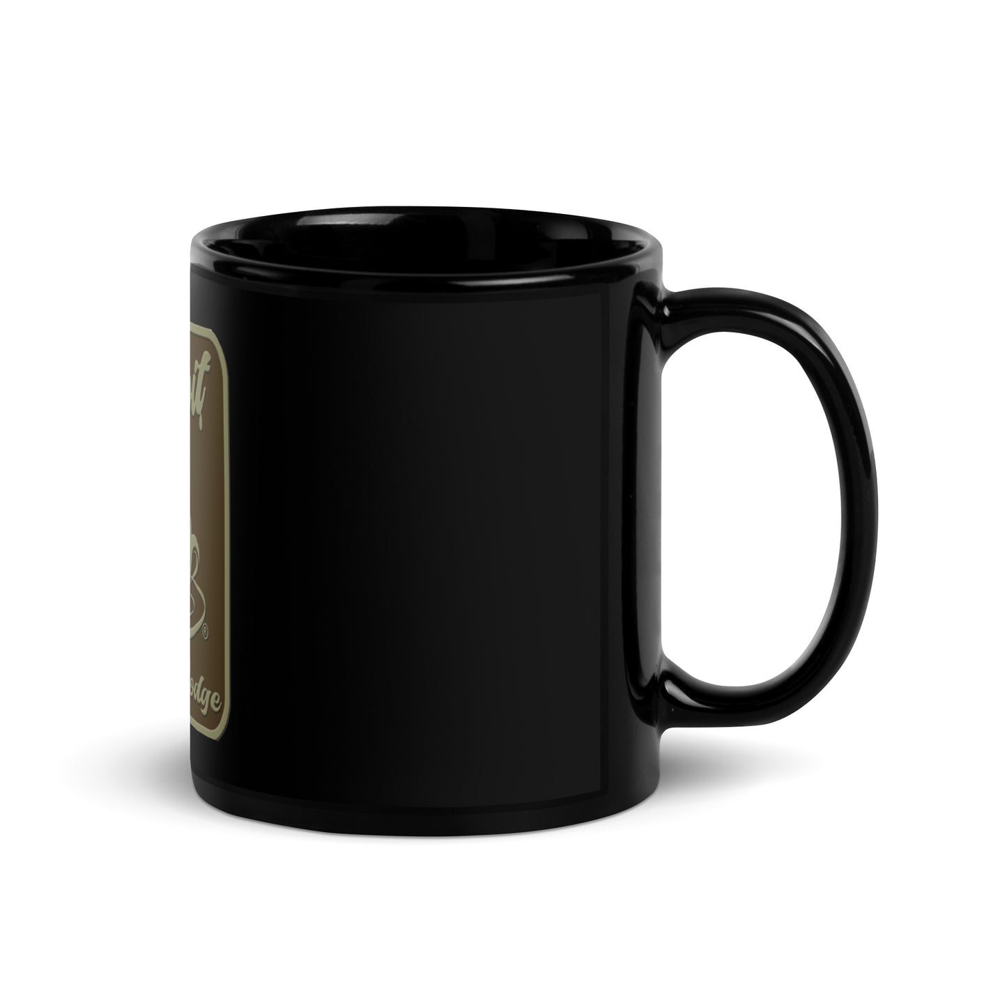 Black Glossy Mug brown logo